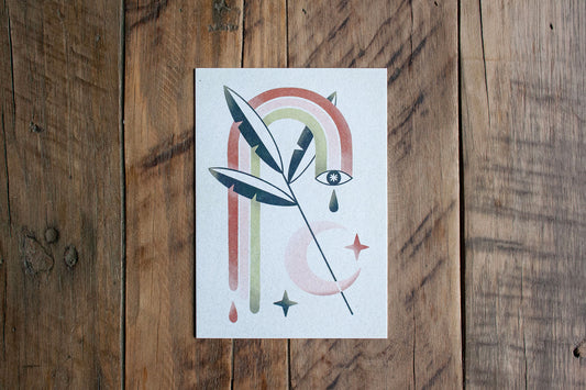 Postkarte »Dreamy Boho Plants – Rainbow«