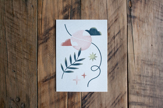 Postkarte »Dreamy Boho Plants – Moon«