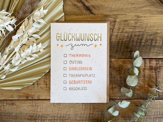 Doppelkarte »Glückwunsch zum Ankreuzen«