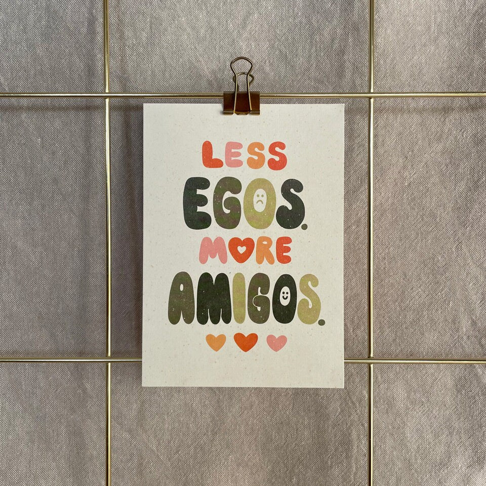Postkarte »Less Egos More Amigos«
